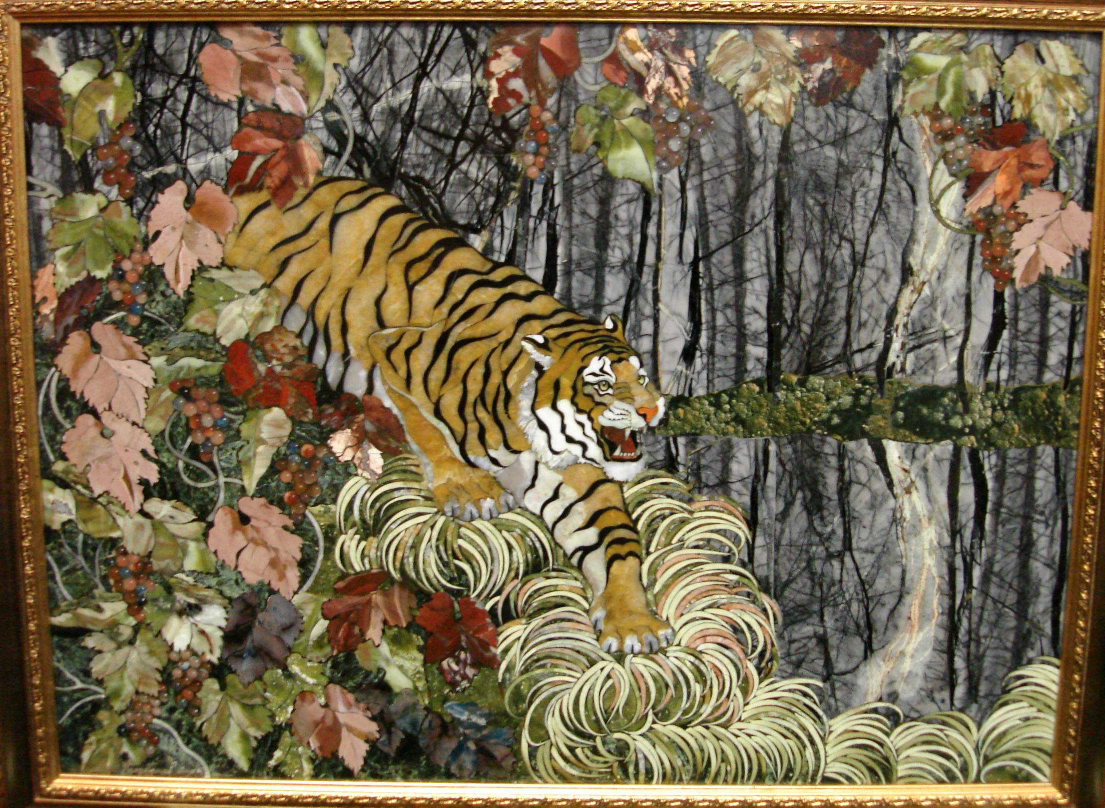 Landscape with a tiger in the autumn forest